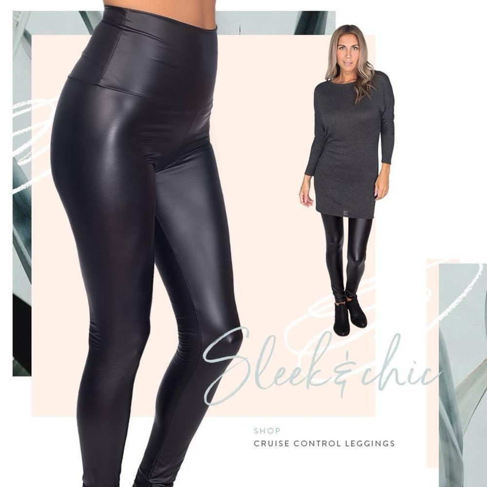 Black Pleather Leggings Size M, New with Tags
